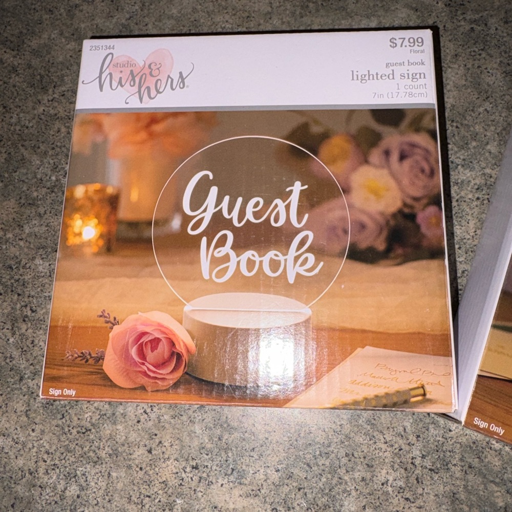 Guest Book & Cards & Gifts Lighted Signs - Pink Floral Accents - Picture 3 of 4